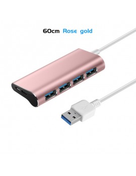 4-port Aluminum Alloy USB 3.0 HUB 5Gbps Super Speed 0.6m / 1m USB HUB Type-C Micro USB Charging Splitter For Desktop Laptop