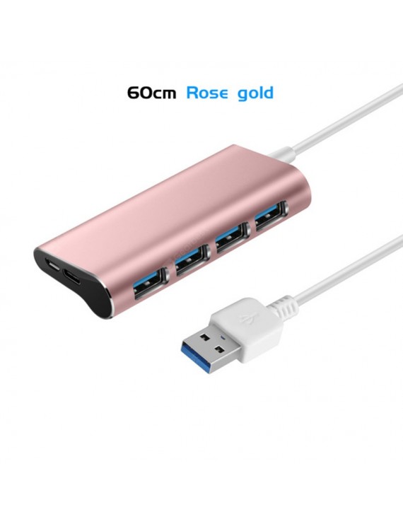 USB Accessories - 4-port Aluminum Alloy USB 3.0 HUB 5Gbps Super Speed 0.6m / 1m USB HUB Type-C Micro USB Charging Splitter For Desktop Laptop