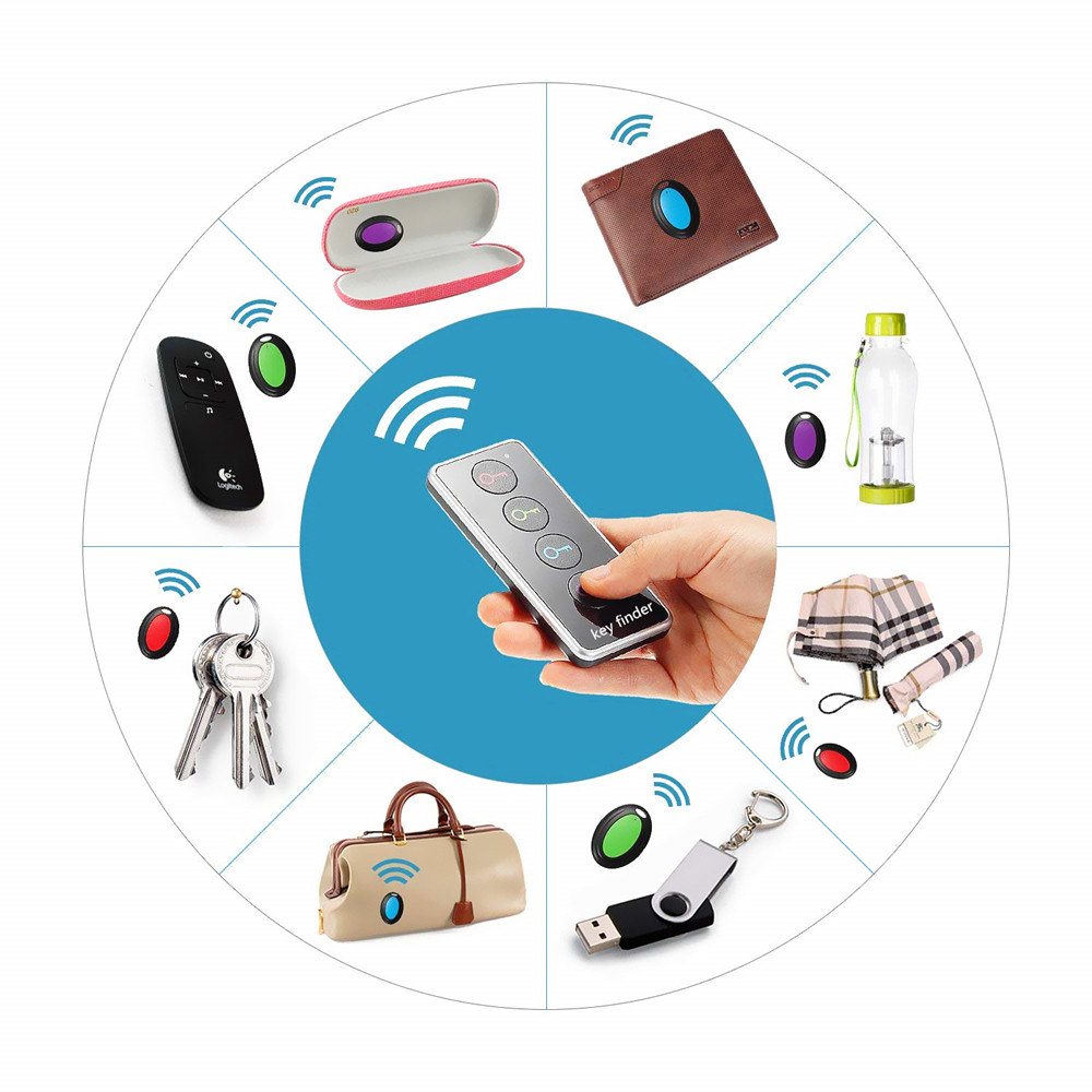 Wireless RF Item Locator/Key Finder with LED Flashlight and Base Support- Black Wireless RF Item Locator/Key Finder with LED Flashlight and Base Support- Black