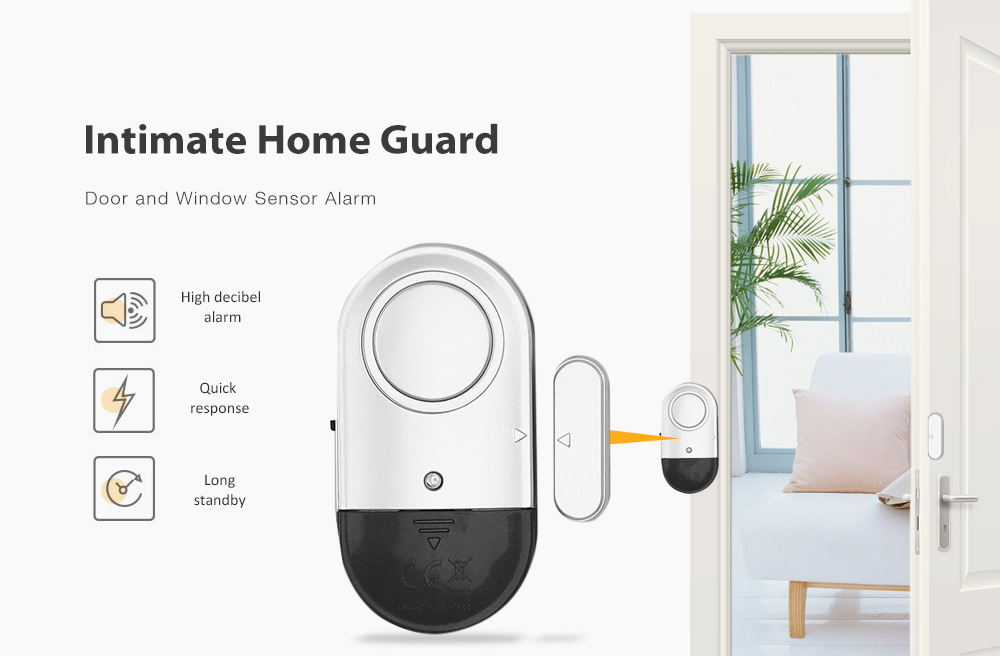 Home Magnetic Door Window Sensor Alarm- Silver Home Magnetic Door Window Sensor Alarm- Silver