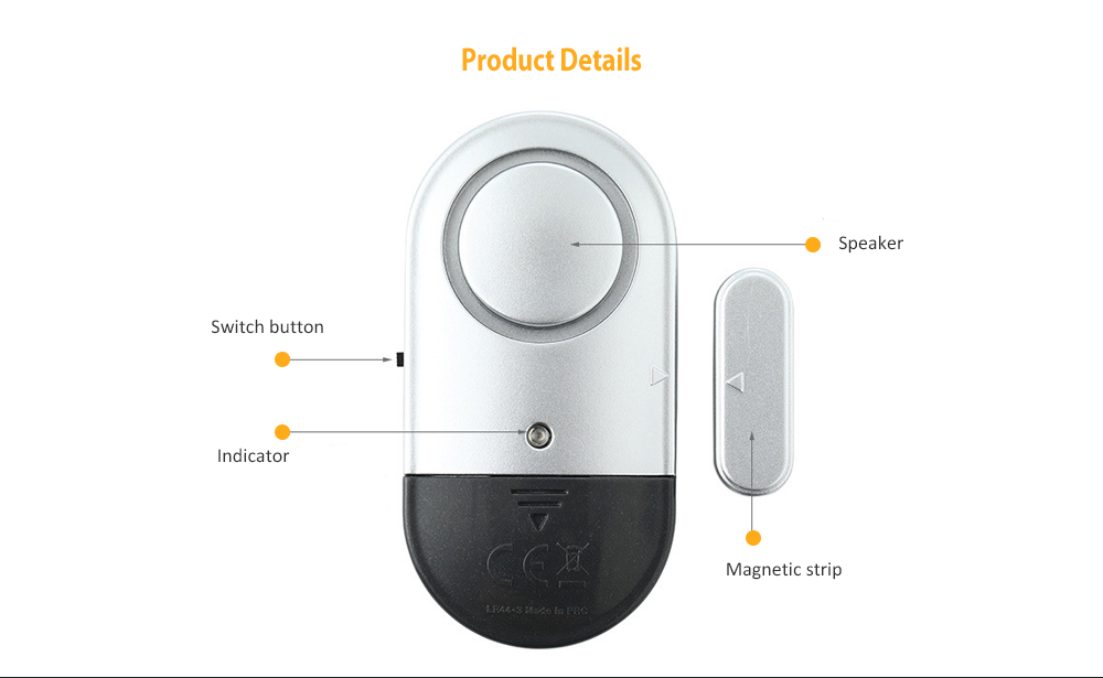 Home Magnetic Door Window Sensor Alarm- Silver Home Magnetic Door Window Sensor Alarm- Silver