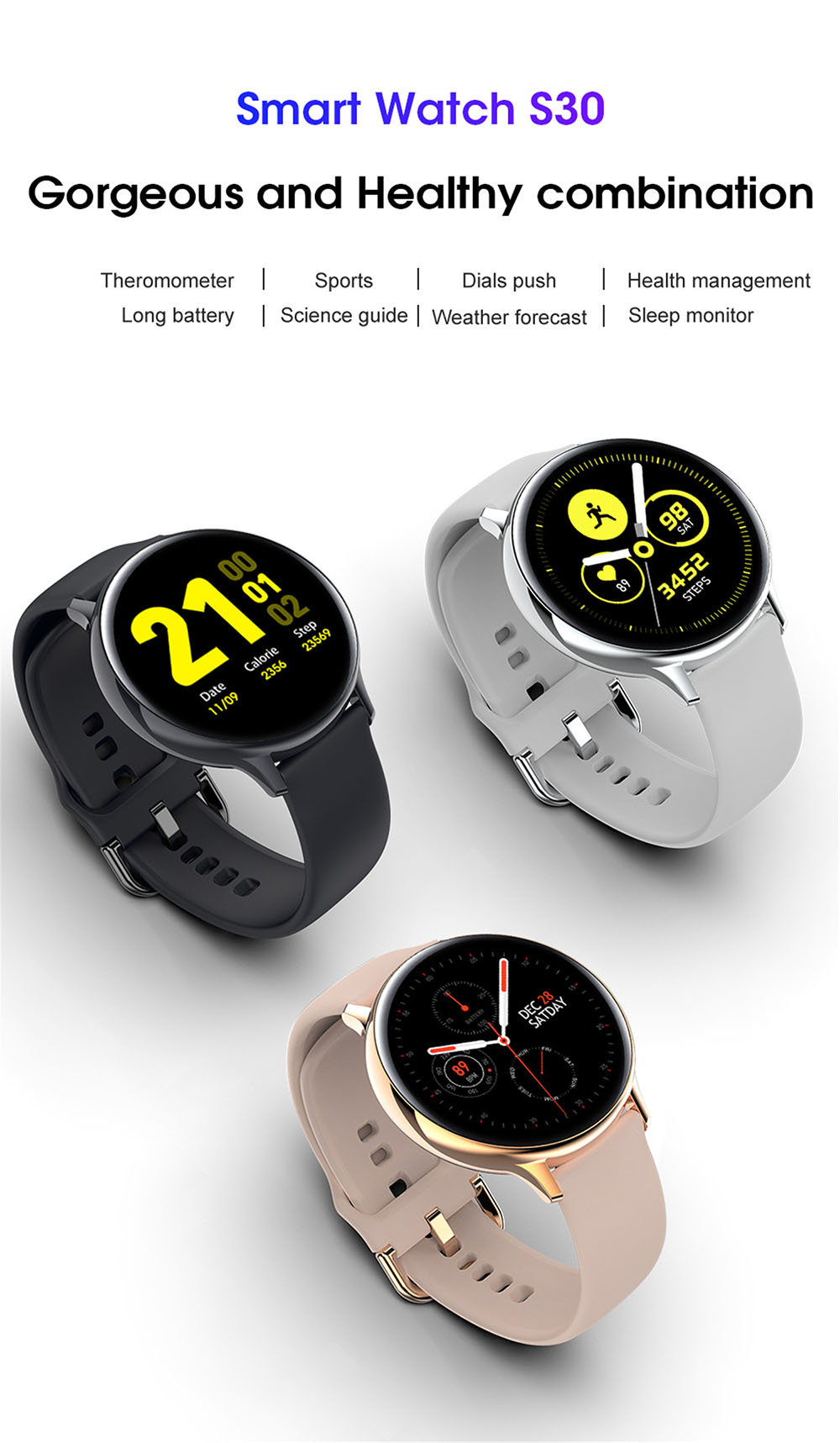 S30 Smart Watch - Black Silicone Band S30 Smart Watch - Black Silicone Band