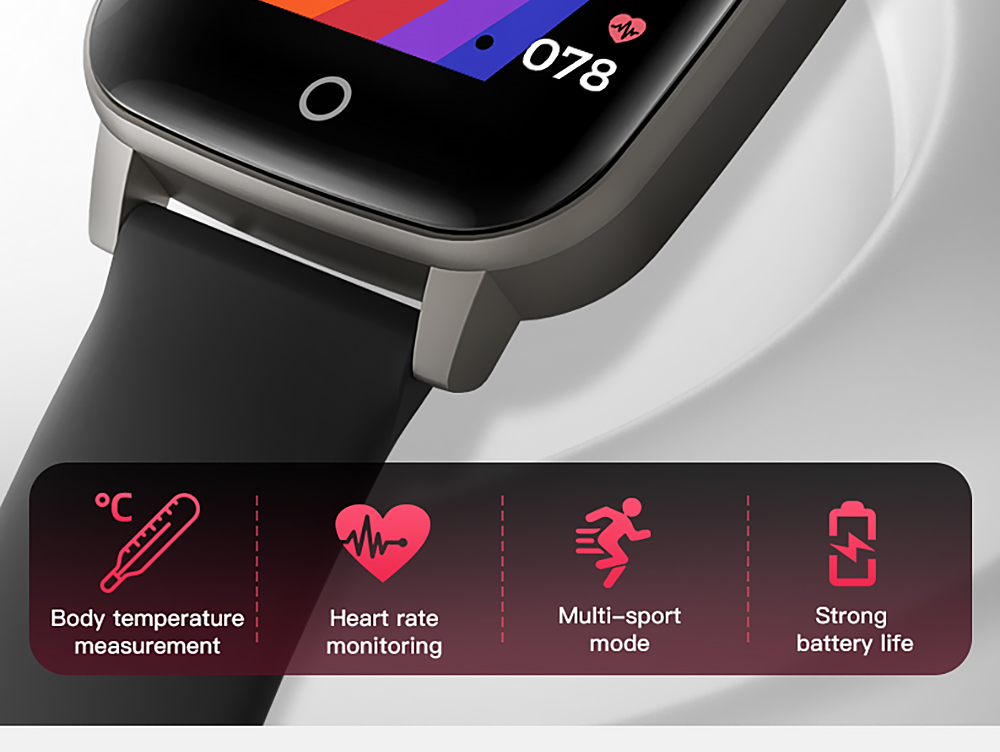 DT29 Thermometer Bracelet Temperature Smartwatch Fitness Tracker Multi Sports Model Watch Face Smart Watch with Medical Grade Chip - Black DT29 Thermometer Bracelet Temperature Smartwatch Fitness Tracker Multi Sports Model Watch Face Smart Watch with Medical Grade Chip - Black