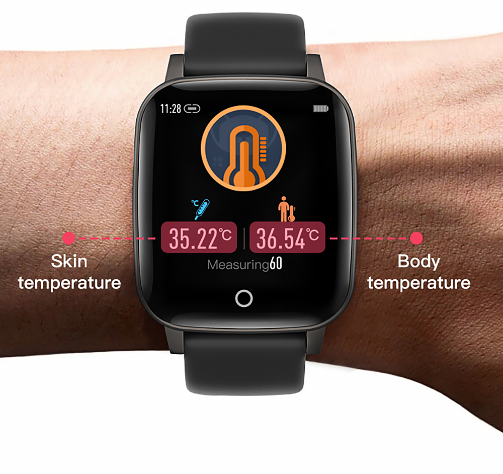 DT29 Thermometer Bracelet Temperature Smartwatch Fitness Tracker Multi Sports Model Watch Face Smart Watch with Medical Grade Chip - Black DT29 Thermometer Bracelet Temperature Smartwatch Fitness Tracker Multi Sports Model Watch Face Smart Watch with Medical Grade Chip - Black